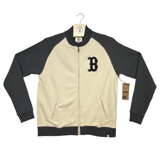 47 Brand Boston Red Sox Varsity Jacket Men's XL‎ NWT Oatmeal Gray Full Zip - Picture 2 of 9